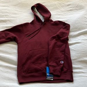 Small mens maroon champion hoodie, would also work on a female.